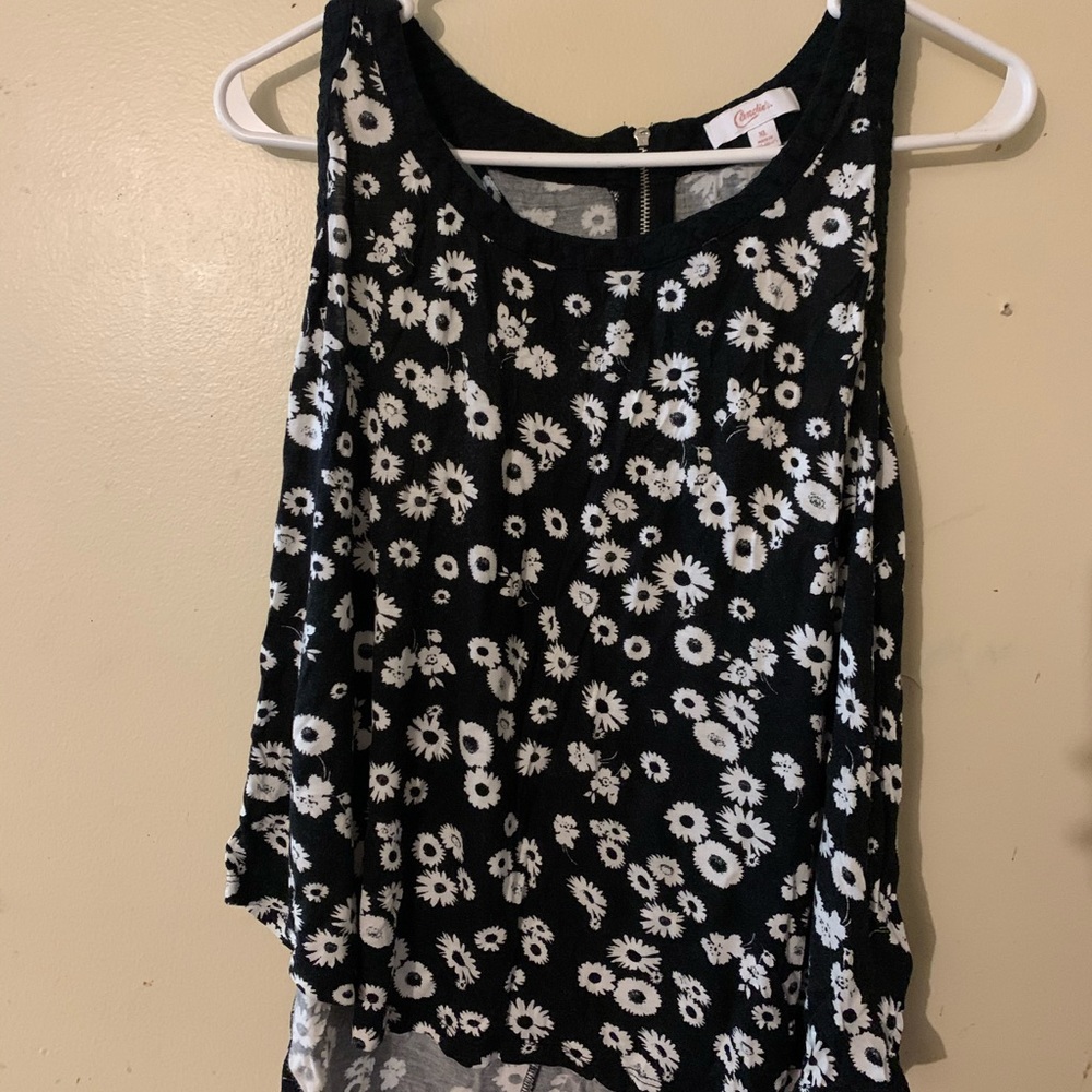 Black Tank Top, White Flowers